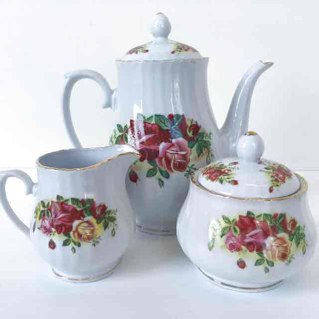 TEA SET, Floral Bone China (3 Piece)